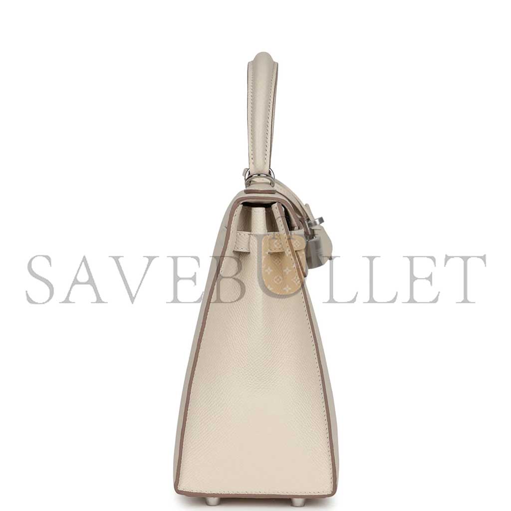 HERMÈS MASTER KELLY SELLIER 25 CRAIE EPSOM PALLADIUM HARDWARE (25*17*7cm) 